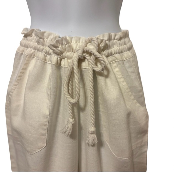 High Waist Cream Drawstring Pants - Picture 1 of 11